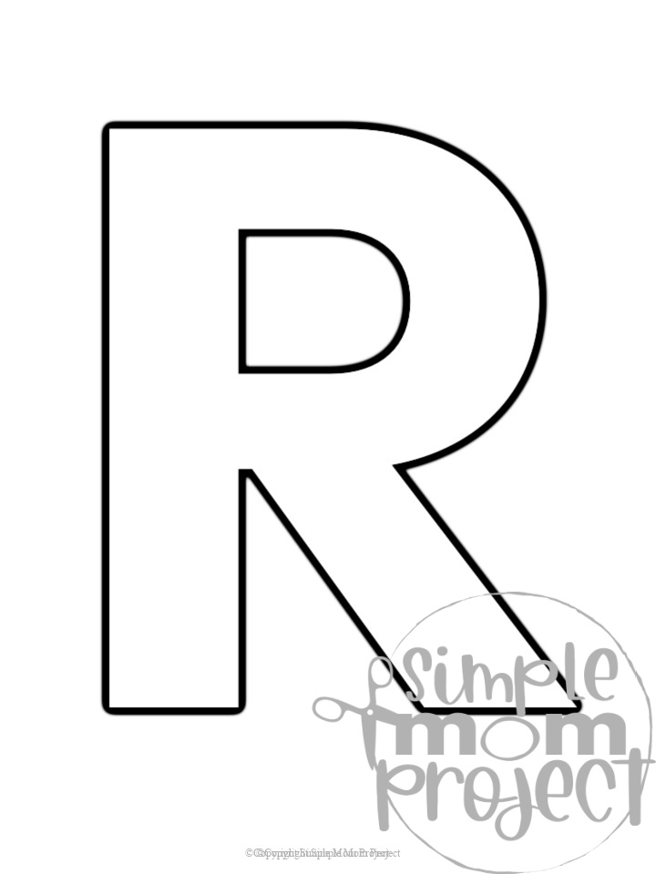 Printable upper case letter R template for letter R crafts for kindergarten, toddler, preschool, homeschool, alphabet crafts 1