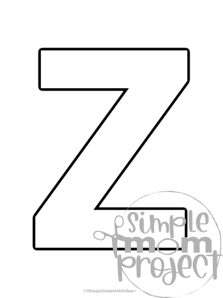 Printable upper case letter Z template for letter Z crafts for kindergarten, toddler, preschool, homeschool, alphabet crafts 1