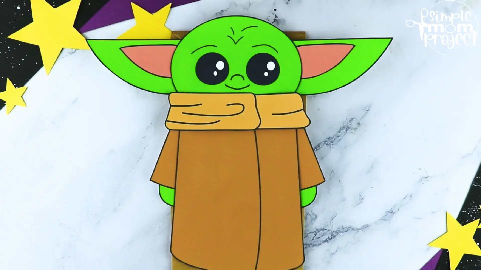 Printable Baby Yoda Paper Bag Star Wars Craft for Kids Preschoolers toddlers 2