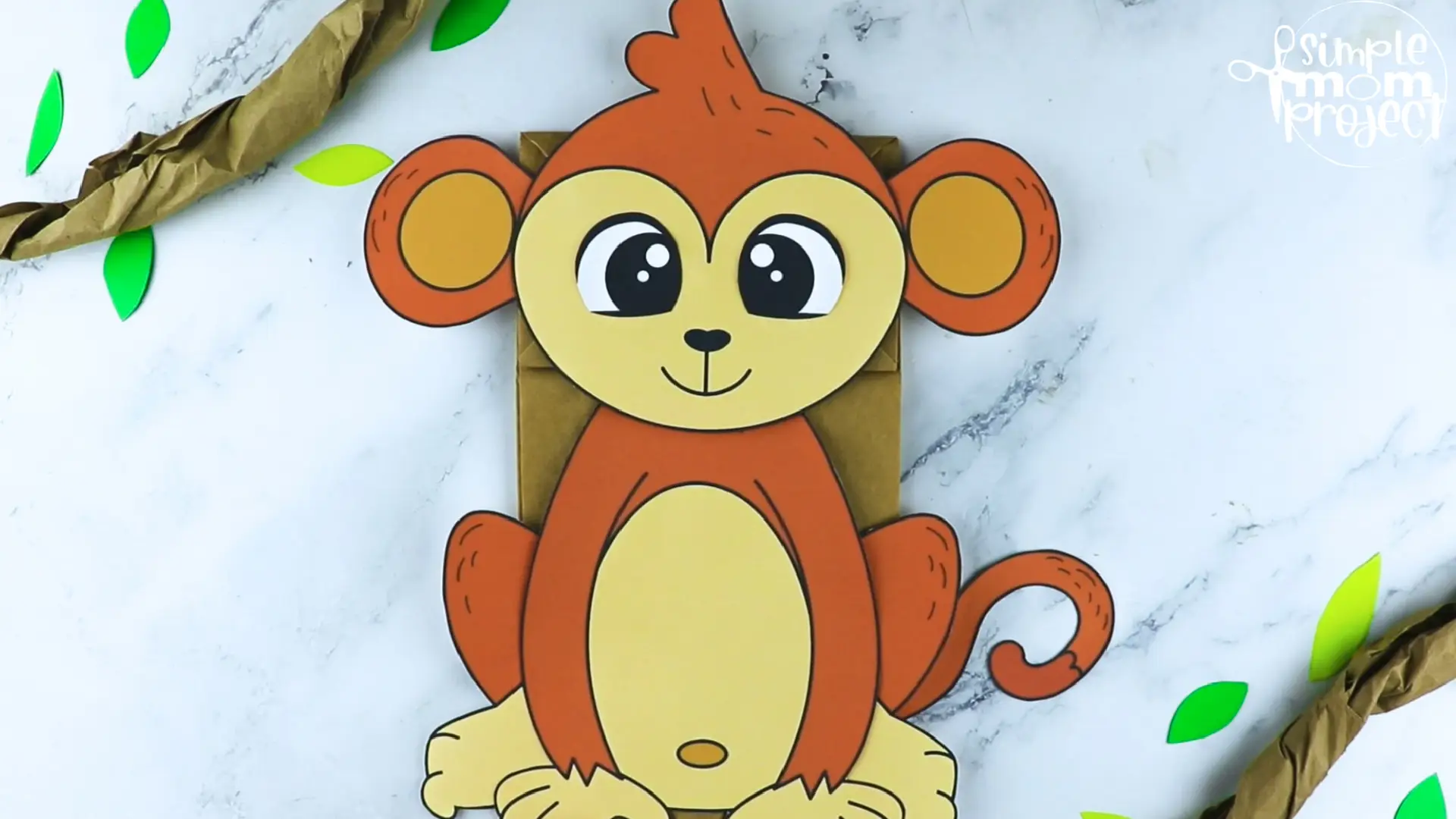 Printable Monkey Paper Bag Safari and Jungle and Zoo Craft for Kids Preschoolers toddlers 10