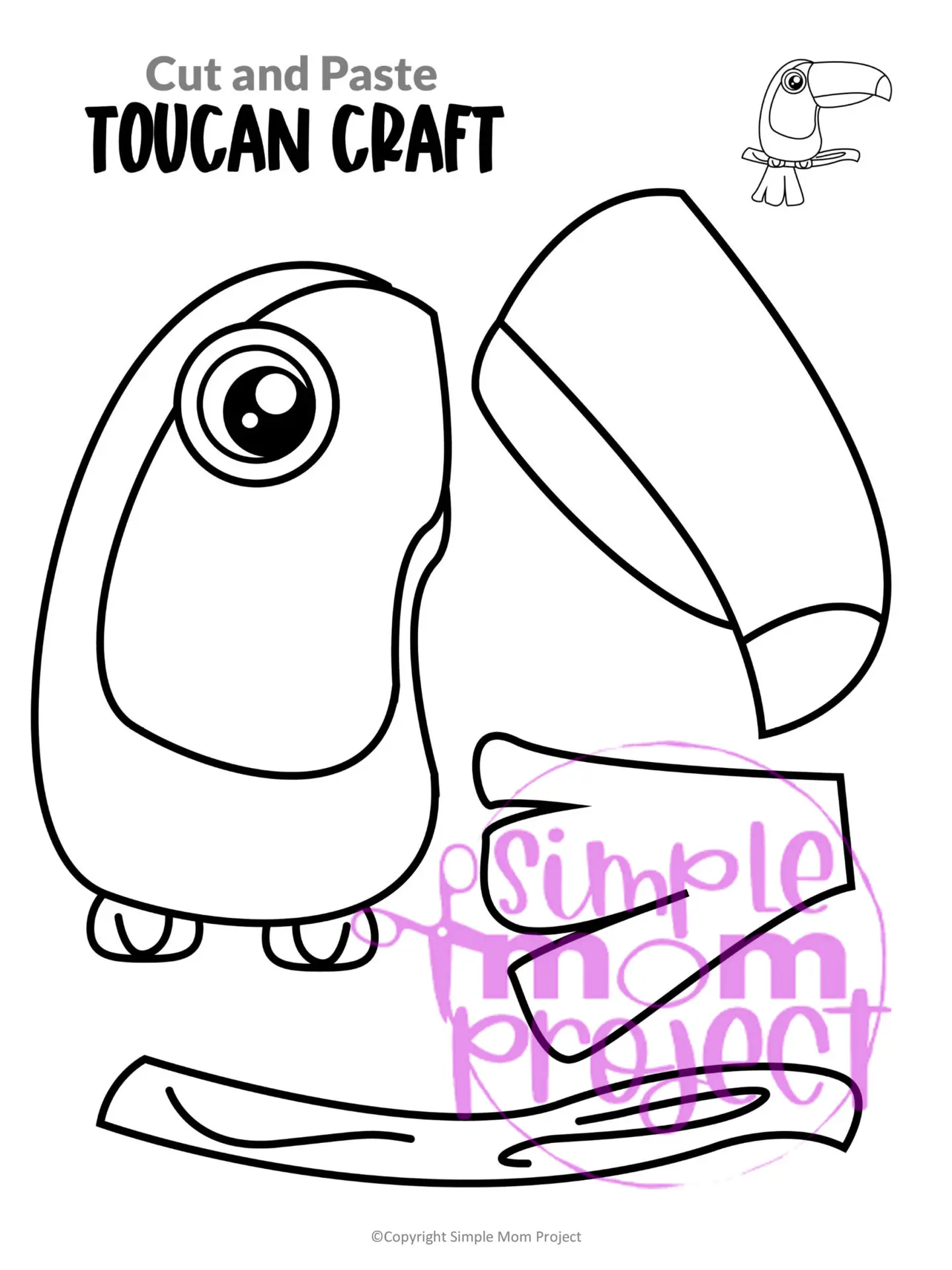 Printable Toucan Craft Template for Kids Preschool Toddler elementary nursing home 11