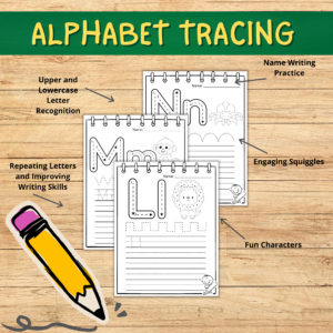 Alphabet Tracing Printable Worksheet Book | ABC Tracing Activity | A-Z Handwriting Practice | Alphabet Letter Writing | Letter Formation