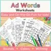 These awesome worksheets are like secret agents on a mission to supercharge kids' phonics skills and conquer the mighty "ad" sound in the most epic way possible! With exciting coloring quests and brain-teasing word hunts, each task is a treasure trove of fun waiting to be explored. Parents and teachers are in for a treat with this mix of activities that spark imagination and puzzle-solving skills. Get ready to dive into a colorful world of "ad" words armed with crayons, pencils, and a spirit of adventure!