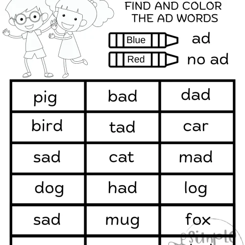 These awesome worksheets are like secret agents on a mission to supercharge kids' phonics skills and conquer the mighty "ad" sound in the most epic way possible! With exciting coloring quests and brain-teasing word hunts, each task is a treasure trove of fun waiting to be explored. Parents and teachers are in for a treat with this mix of activities that spark imagination and puzzle-solving skills. Get ready to dive into a colorful world of "ad" words armed with crayons, pencils, and a spirit of adventure!