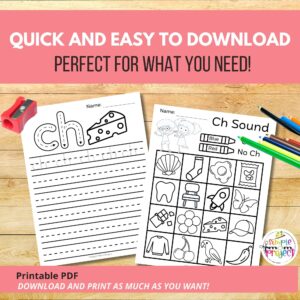 These awesome worksheets are like secret agents on a mission to supercharge kids' phonics skills and conquer the mighty "ch" sound in the most epic way possible! With exciting coloring quests and brain-teasing word hunts, each task is a treasure trove of fun waiting to be explored. Parents and teachers are in for a treat with this mix of activities that spark imagination and puzzle-solving skills. Get ready to dive into a colorful world of "ch" words armed with crayons, pencils, and a spirit of adventure!