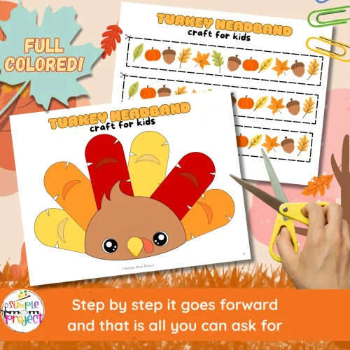 Easy fall activity for preschoolers! Just print, cut, and paste this wearable turkey headband craft — perfect for classrooms or home learning. ✂️