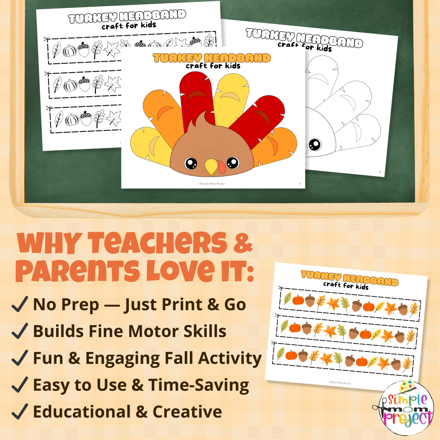 Build creativity and fine-motor skills with this adorable turkey headband printable craft. Great for preschool, kindergarten, or homeschool. 🎨