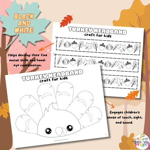 Build creativity and fine-motor skills with this adorable turkey headband printable craft. Great for preschool, kindergarten, or homeschool. 🎨
