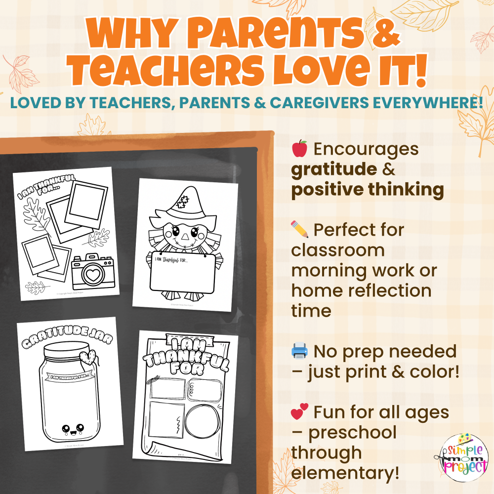 Encourage kids to share what they’re thankful for with these printable coloring worksheets! Great for writing practice, emotional learning, and fall art projects. 🌻