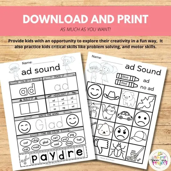 These awesome worksheets are like secret agents on a mission to supercharge kids' phonics skills and conquer the mighty "ad" sound in the most epic way possible! With exciting coloring quests and brain-teasing word hunts, each task is a treasure trove of fun waiting to be explored. Parents and teachers are in for a treat with this mix of activities that spark imagination and puzzle-solving skills. Get ready to dive into a colorful world of "ad" words armed with crayons, pencils, and a spirit of adventure!