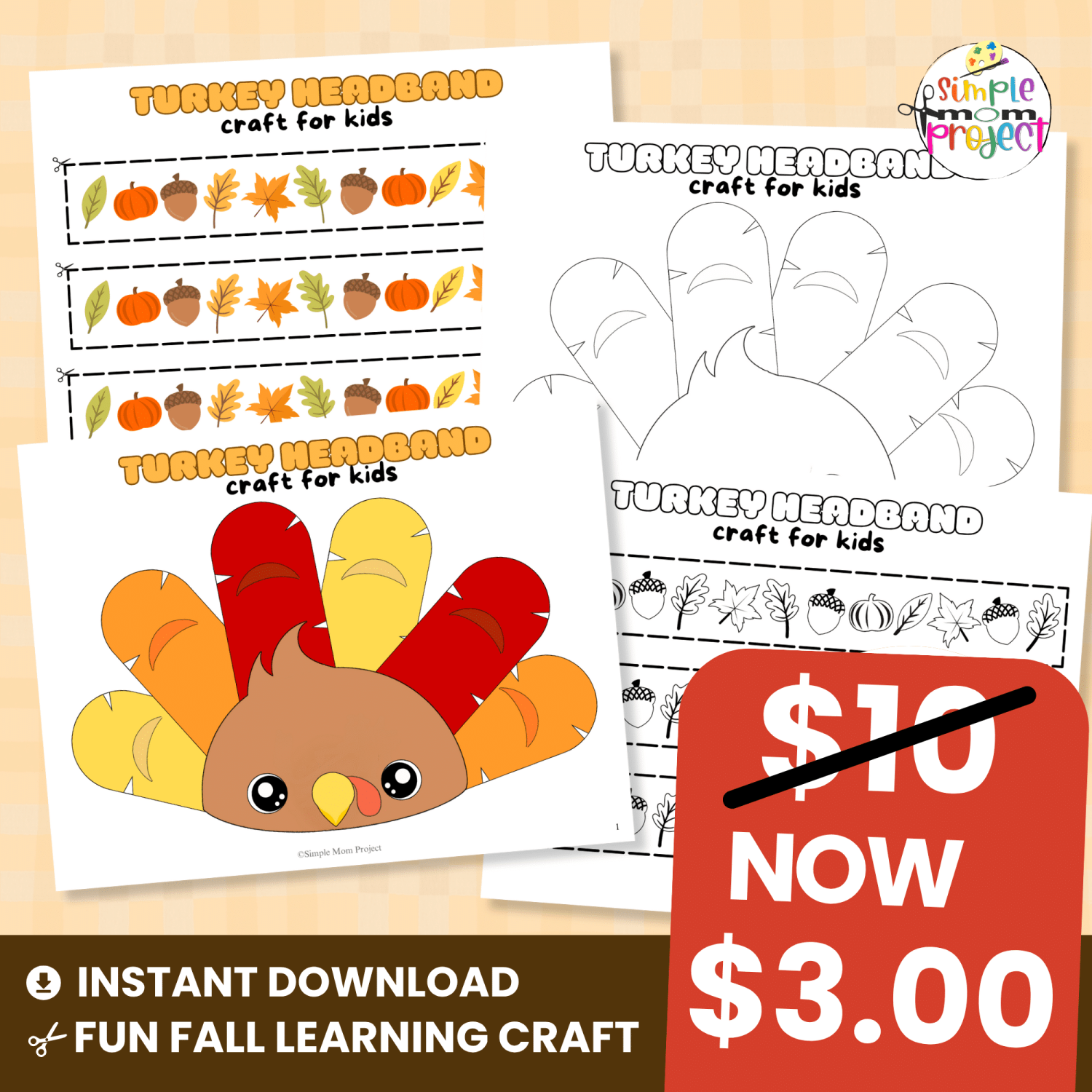 Kids will love making and wearing this cute fall headband craft! A fun hands-on paper activity that builds scissor and glue skills. 🦃