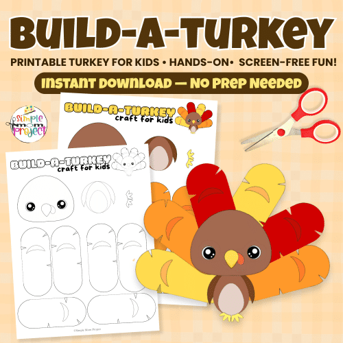 Make fall crafting simple and fun with this Build-a-Turkey printable PDF! A hands-on cut-and-paste activity that helps kids build fine motor skills and creativity. Perfect for preschool, kindergarten, or homeschool. 🍂