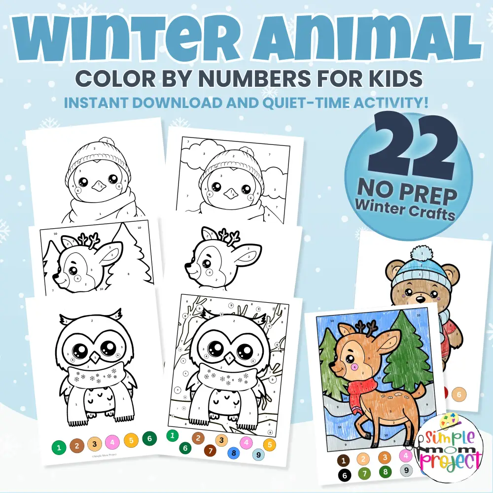 ❄️ Make winter learning fun with these 22 Winter Animals Color by Number worksheets! Perfect for preschool, kindergarten, and homeschool activities.