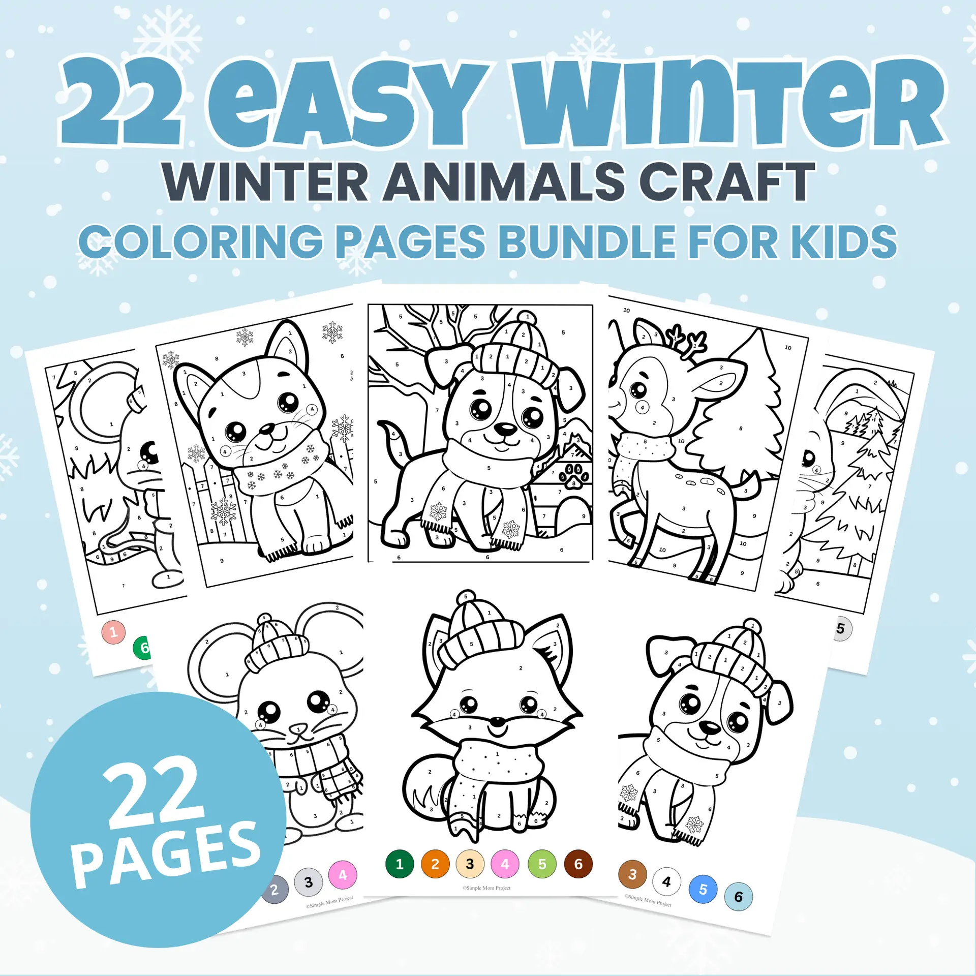 Kids will love these cute color-by-number winter animals! Includes 22 pages with and without scenery for all skill levels.