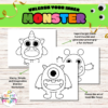 Monster coloring book, filled with whimsical and friendly creatures, each page offering a new adventure for young artists. From towering giants with goofy grins to tiny, mischievous imps with sparkling eyes, this coloring book sparks the imagination and encourages creativity. Every monster has a unique story, waiting to be brought to life with vibrant colors and inventive designs. Whether it's a rainbow scales or a fuzzy monster with polka-dot fur, kids will delight in the endless possibilities this delightful mini monster book provides.