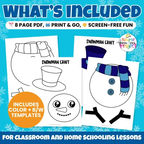 Kids will love this easy Printable Snowman Puppet! Great for storytelling, dramatic play, and fine motor fun.