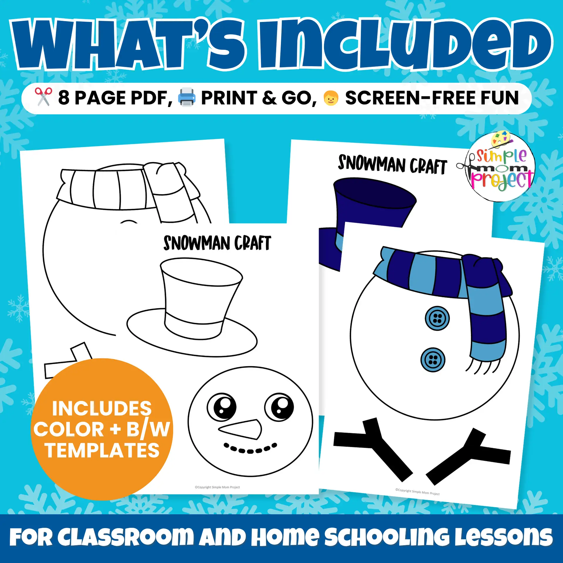 Kids will love this easy Printable Snowman Puppet! Great for storytelling, dramatic play, and fine motor fun.