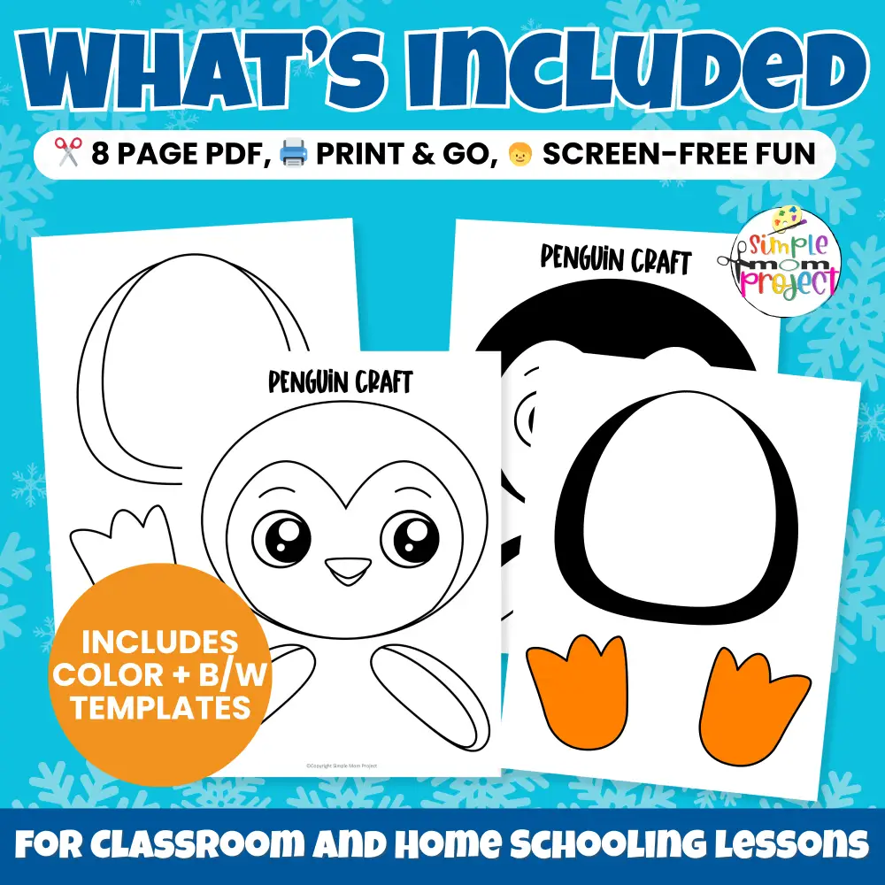 🐧 Kids will love creating this adorable Printable Penguin Puppet! A great winter craft for storytelling, dramatic play, and Arctic animal units.
