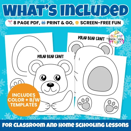 Kids will love creating this adorable Printable Polar Bear Puppet. Perfect for Arctic units, storytelling, and fine motor practice!