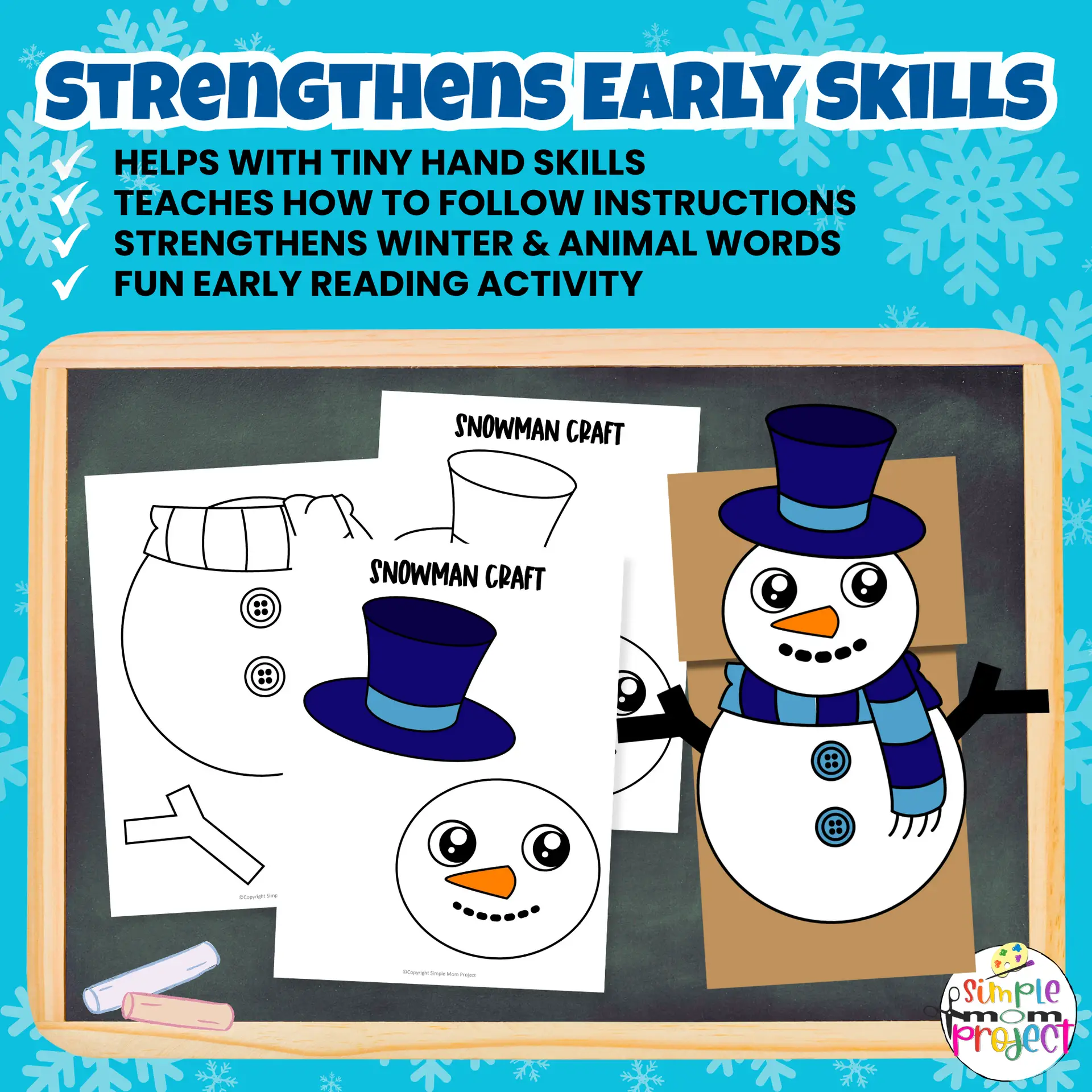 This Snowman Craft Printable includes coloring and print-and-go pages for quick, winter-themed crafting!