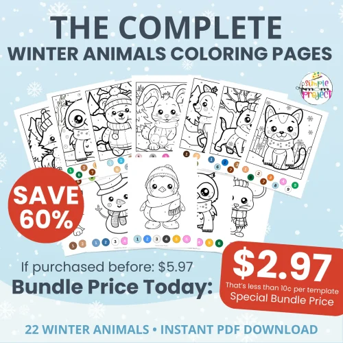 🖍️ Practice number recognition with these winter animal color by number printables—easy, no-prep worksheets for busy teachers.
