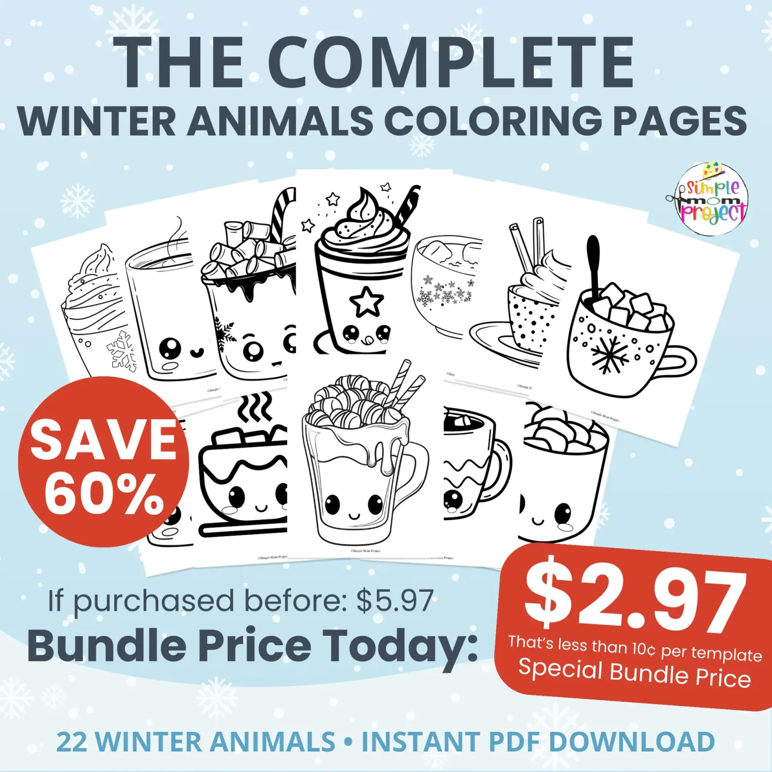 🖍️ A fun winter activity for kids! Download 22 winter animal coloring pages—perfect for quiet time, morning tubs, and homeschool.