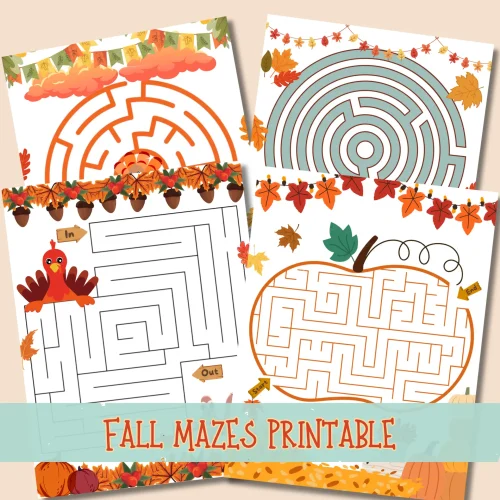 These fall maze printables are perfect for hands-on learning! Kids can boost focus and fine-motor skills while having fun solving and coloring each maze. 💛🖍️ #PrintableActivity #FallMazes #KidsCraftIdeas