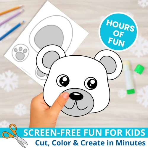 4. ✂️ Bring Arctic animals to life with this Polar Bear Puppet Template! Great for classrooms, morning tubs, and winter craft centers.