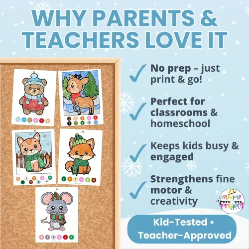 🐻 These winter animals color by number pages are perfect for quiet time, fine motor practice, and winter unit studies.