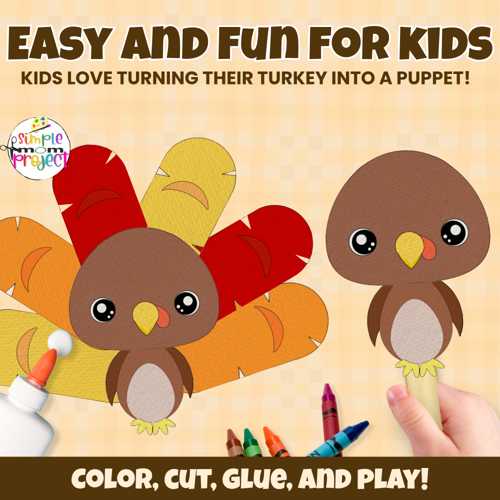Encourage creativity with this easy fall craft for kids! Children color, cut, and paste the turkey pieces to make their own masterpiece. Great for screen-free fun! 🎨