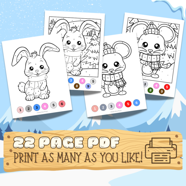 Get ready for some frosty fun with winter-themed color by number printables! Dive into a world of snowmen, penguins, and deer, perfect for keeping the little ones entertained indoors. As kids match numbers with colors, they'll sharpen their skills and get those creative juices flowing. It's not just about coloring; it's about bonding, boosting confidence, and making magical winter memories with the whole family!