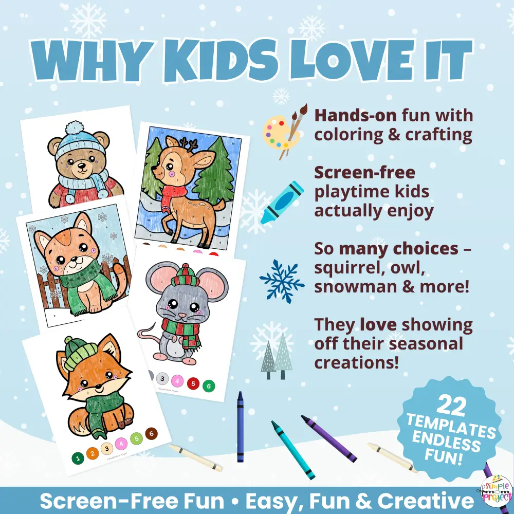 🐻 These winter animals color by number pages are perfect for quiet time, fine motor practice, and winter unit studies.