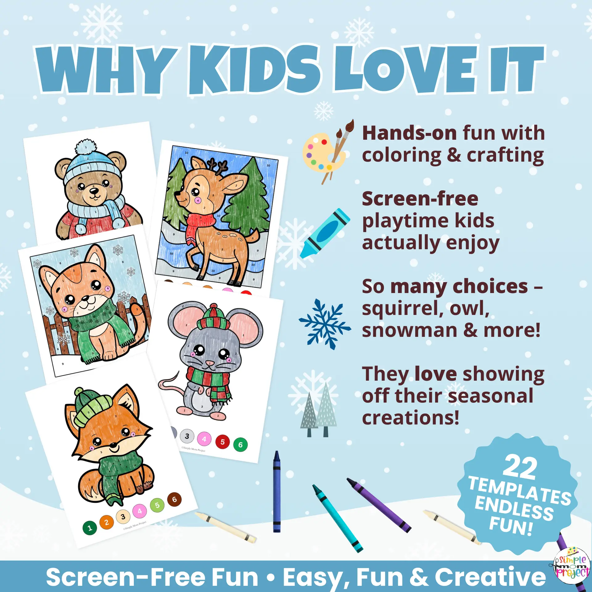 🐻 These winter animals color by number pages are perfect for quiet time, fine motor practice, and winter unit studies.