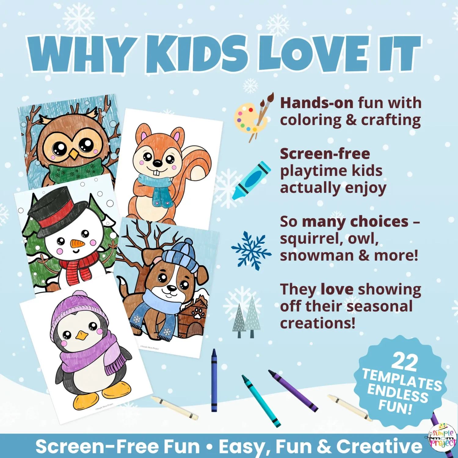 🌨️ Keep kids busy this winter with 22 printable winter animals to color. Easy, no-prep activity for preschool and kindergarten.