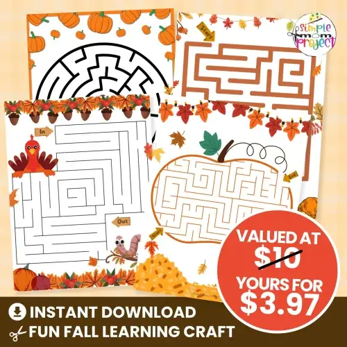 Make learning fun this season with these 10 printable fall mazes! Perfect for preschool, homeschool, and classroom use — just print, solve, and color! 🎨🍁 #FallCrafts #PreschoolPrintables #FineMotorSkills
