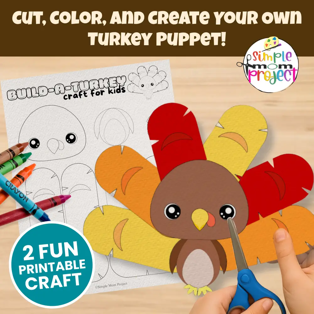 Create adorable paper turkeys with this printable cut-and-paste craft! A wonderful fall project that promotes creativity, focus, and motor skill practice. 🦃