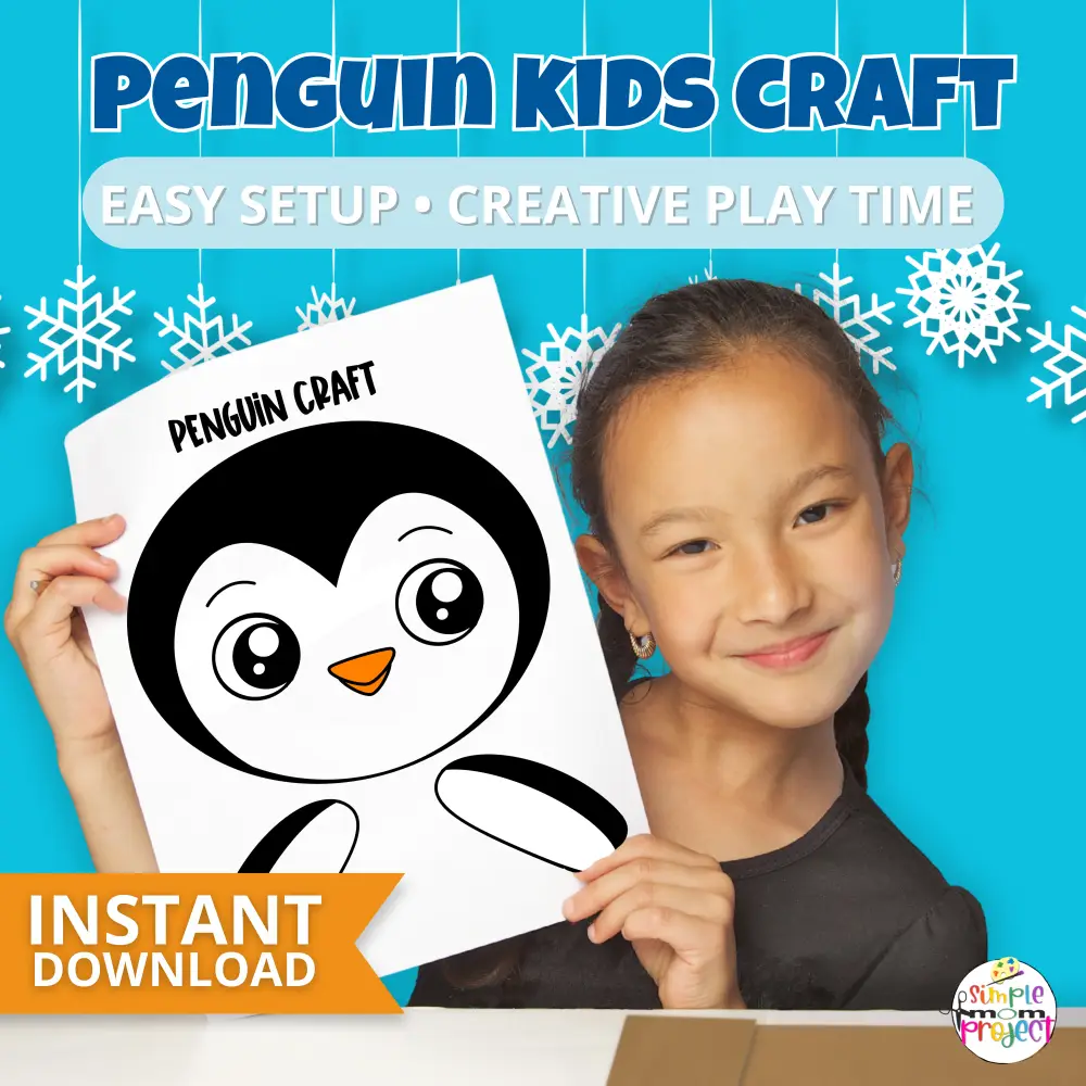 ⛄ A perfect winter activity! Kids can color, cut, and glue their own Penguin Paper Bag Puppet for storytime, pretend play, or classroom centers.