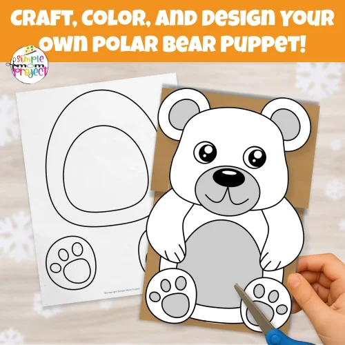 Create an adorable Polar Bear Puppet for winter storytime! Easy printable craft for preschool, kindergarten, and early learners