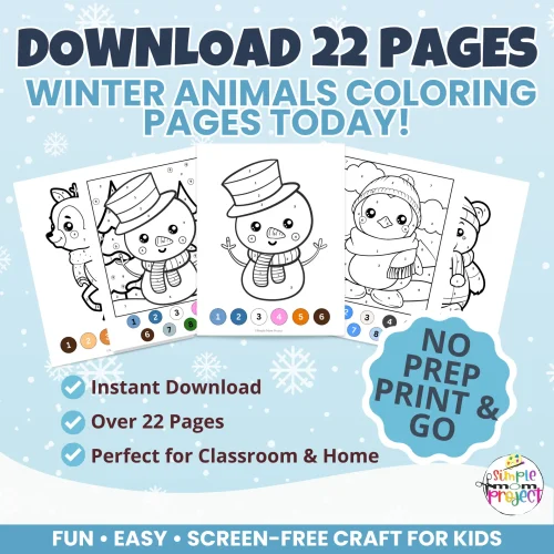 ✨ Simple, fun, and kid-approved—these winter color by number activities help kids practice numbers while enjoying cute winter animals.