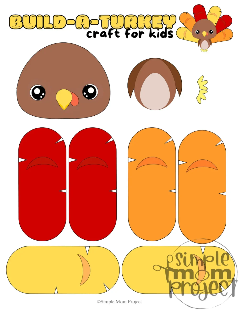 Build a Turkey Craft Printable Template for Kids (Coloring Activity) - Image 5