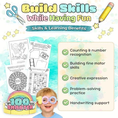 Planning the 100th Day? These print & go activities keep kids engaged with math, writing, crafts, and movement. Perfect for busy teachers!