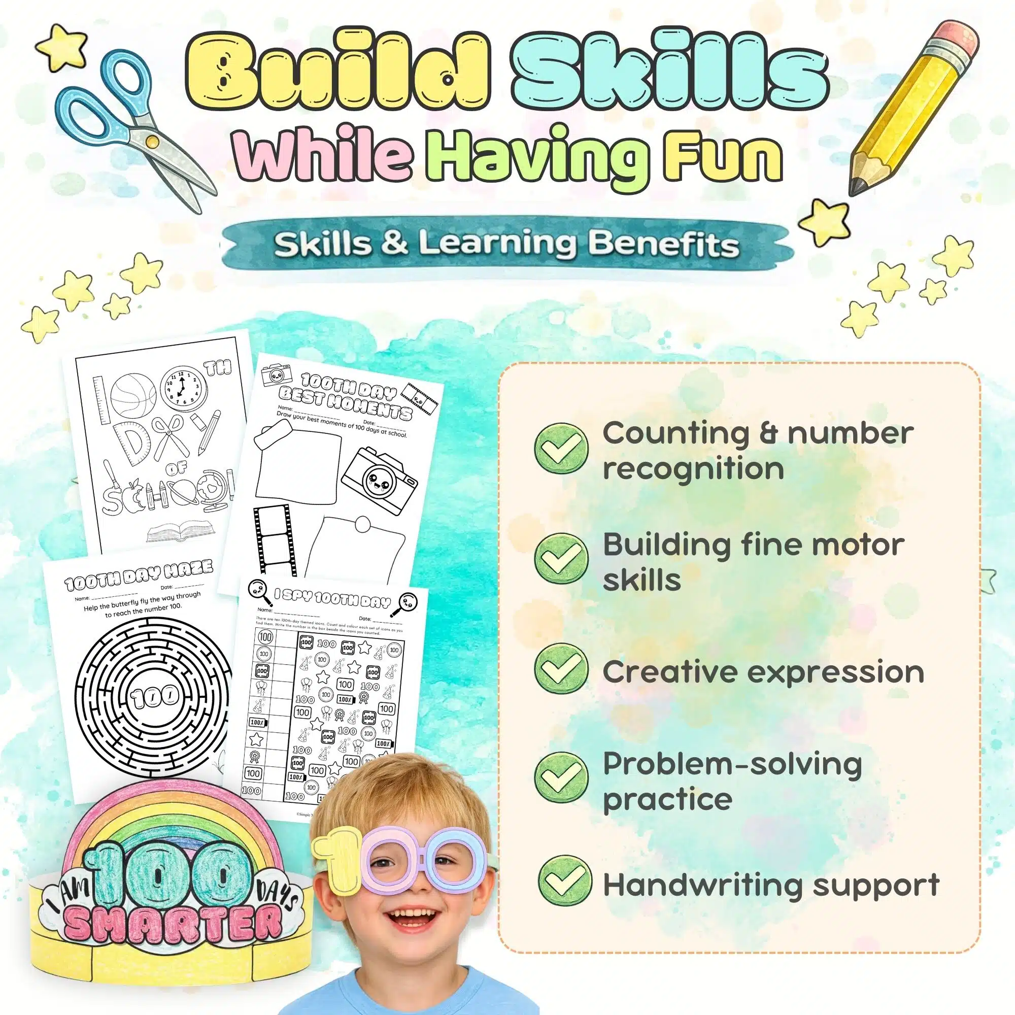 Planning the 100th Day? These print & go activities keep kids engaged with math, writing, crafts, and movement. Perfect for busy teachers!