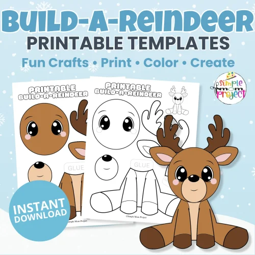 Make winter crafting fun with this Build-a-Reindeer Printable! Includes color, black & white, coloring page, and clip art. Perfect for preschool and kindergarten winter units!