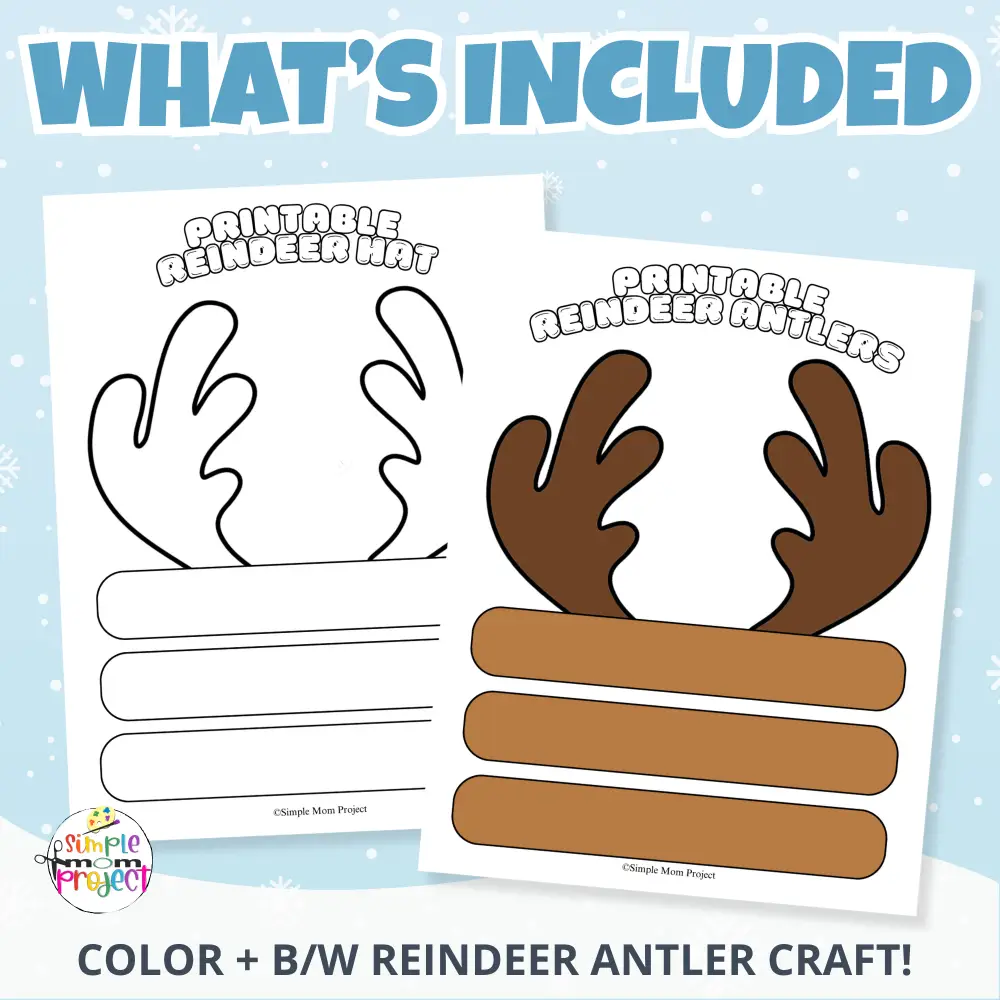 ❄️ Kids will love wearing their own Reindeer Antlers! This easy printable craft is perfect for winter units, parties, and pretend play.