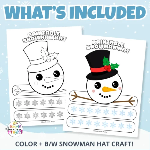 ❄️ Kids will love creating and wearing their own Snowman Headband! This printable hat craft is great for winter units, classroom parties, and pretend play.