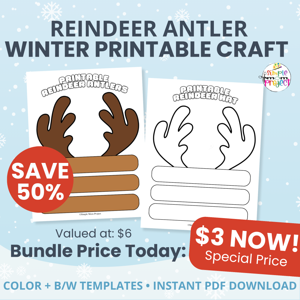 ✂️ Try this fun Cut & Paste Reindeer Antlers Craft! Simple winter activity for preschool and kindergarten — just print, cut, assemble, and wear.