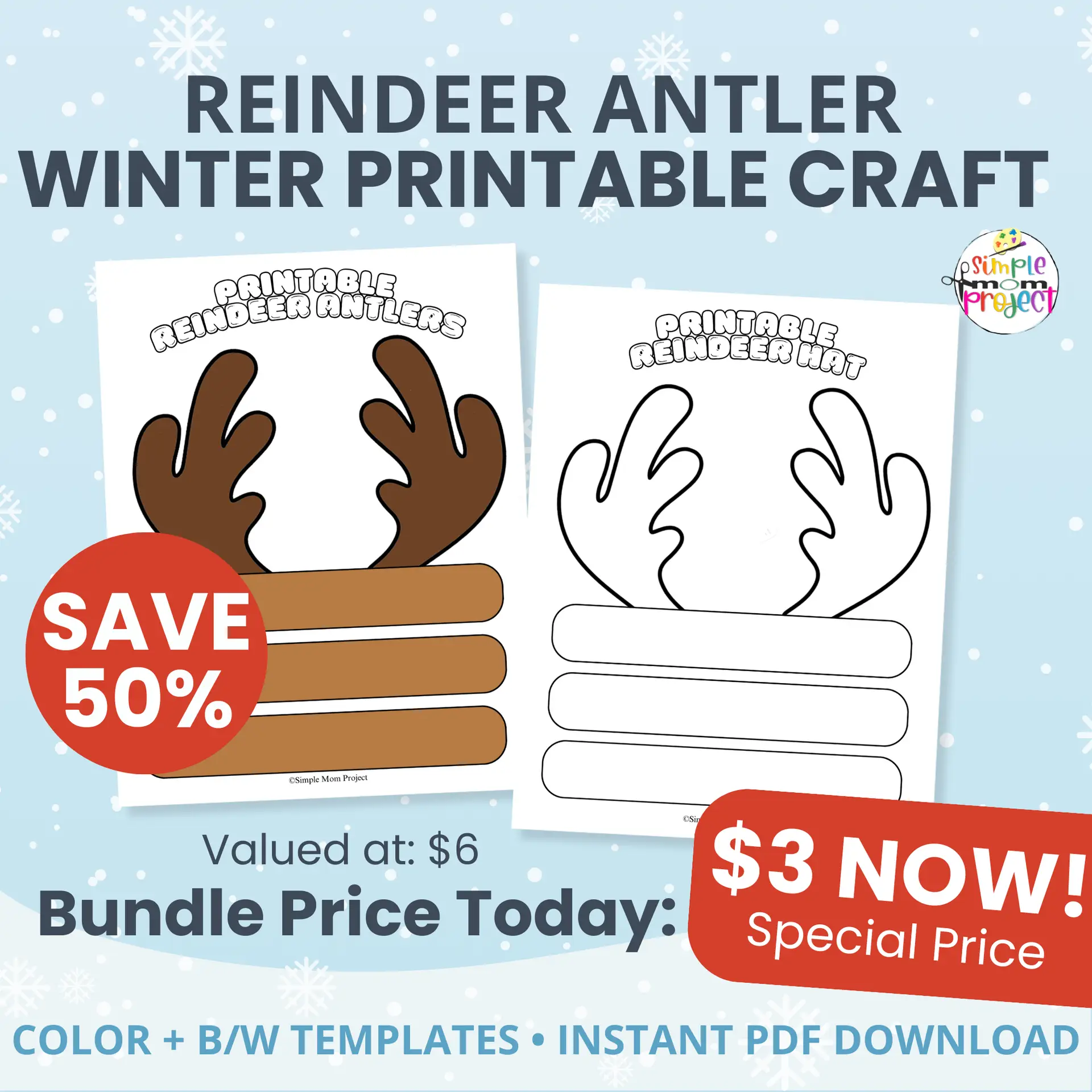 ✂️ Try this fun Cut & Paste Reindeer Antlers Craft! Simple winter activity for preschool and kindergarten — just print, cut, assemble, and wear.