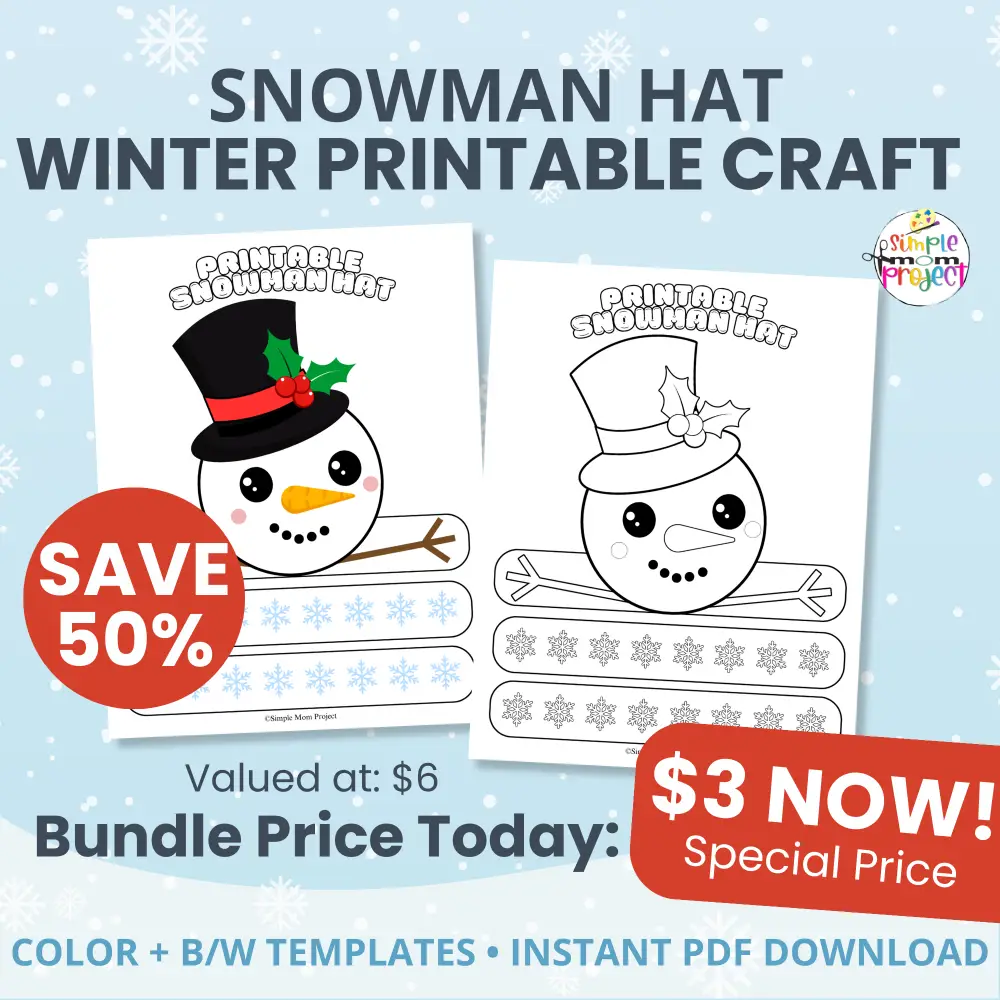 ⛄ Print, cut, color, and wear your own Snowman Headband — a perfect winter craft for preschool and kindergarten learners!