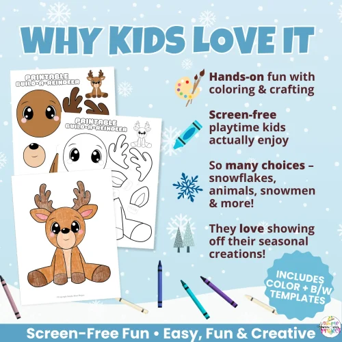 Create your own woodland reindeer with this fun printable craft! Ideal for winter lessons, dramatic play, and hands-on art time.