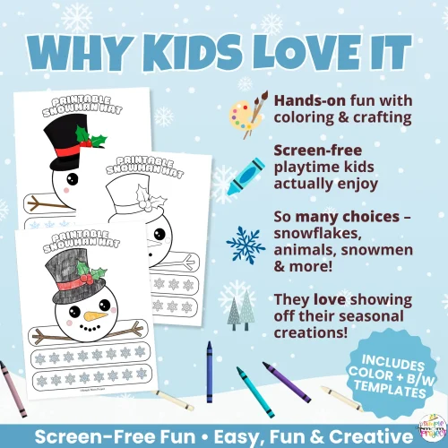 🌲 Create a cute snowman look with this Wearable Snowman Headband Craft! Great for winter lessons, morning bins, and classroom activities.